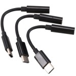Set 3 Adapter Audio Type-C ke 3,5mm, Kabel Koneksi Mikrofon USB-C ke 3,5mm Female AUX, Kompatibel dengan Z, Le 2 / Le Pro 3, Tidak Kompatibel dengan Pixel – Hitam